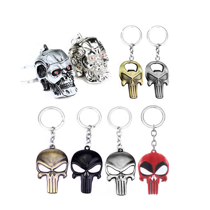 Halloween Gift Terminator Punisher Skull Keychain Bottle Opener Pendant Men's Car Keychain