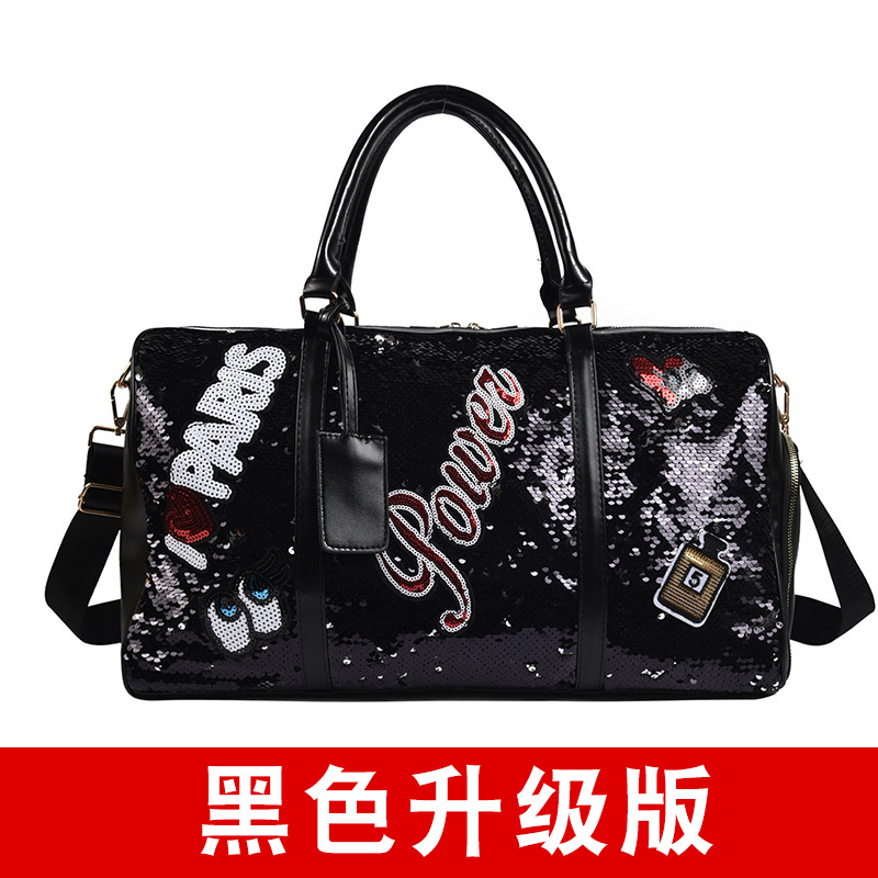 2022新しい女性旅行バッグpuスパンコールヨガフィットネスバッグ旅行荷物バッグスポーツ旅行アウトドアハンドバッグ