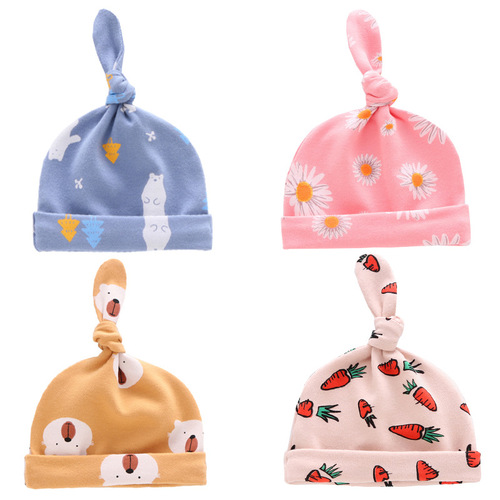 Baby hat spring, autumn and winter 0-3-6 months newborn fetal cap female baby boy pure cotton warm hat