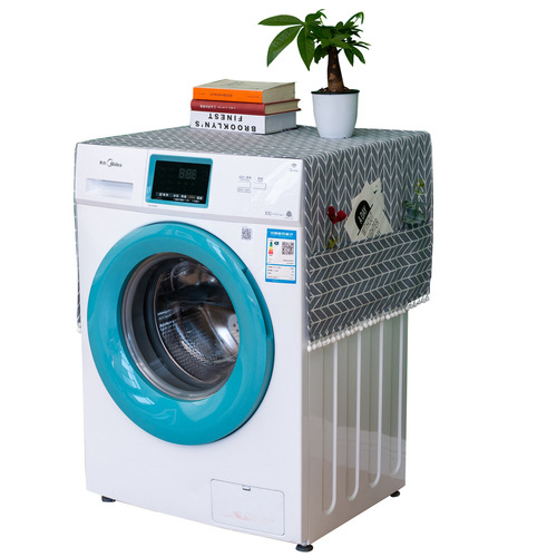 Cross-border cotton and linen cover refrigerator cover washing machine cover microwave oven cover grid household dust cover hanging bag wholesale