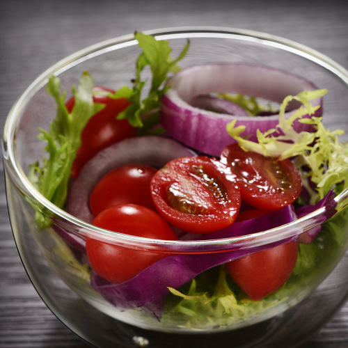 Manufacturer wholesale household double-layer glass bowl, high borosilicate heat-resistant glass tableware, transparent fruit salad bowl