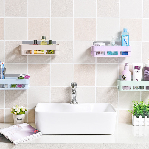 Bathroom rectangular storage rack without punching and traceless toiletries storage rack toilet bathroom triangle storage rack