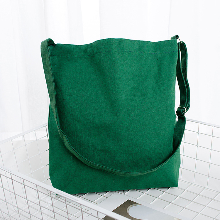En stock al por mayor estilo coreano en blanco multicolor solo hombro de las mujeres bolsa de lona de protección del medio ambiente de algodón ajustable crossbody bolsa de lona