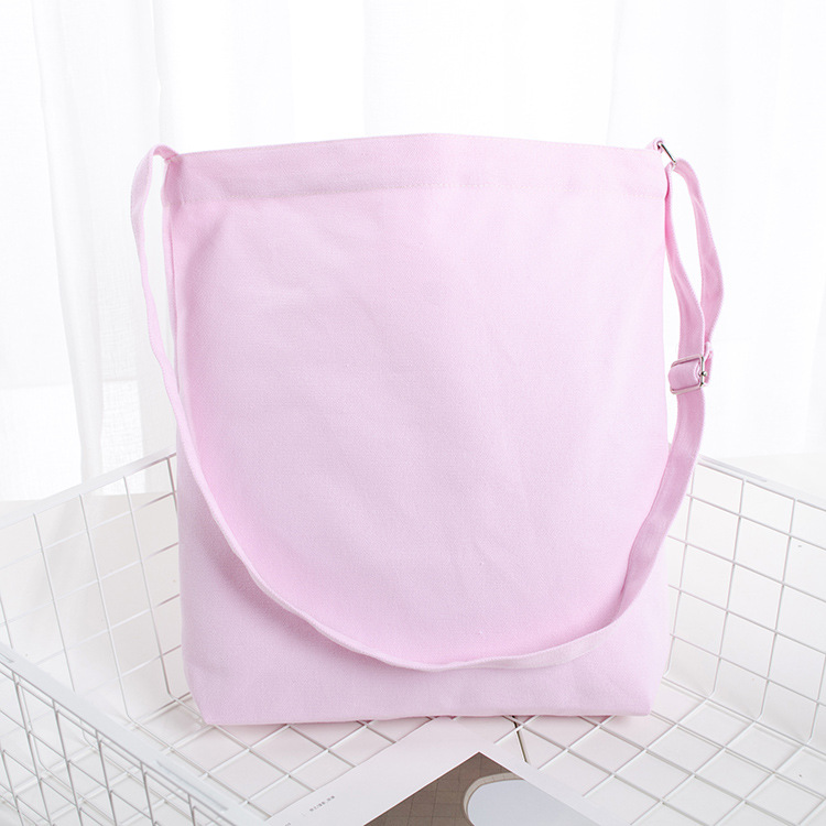 En stock al por mayor estilo coreano en blanco multicolor solo hombro de las mujeres bolsa de lona de protección del medio ambiente de algodón ajustable crossbody bolsa de lona