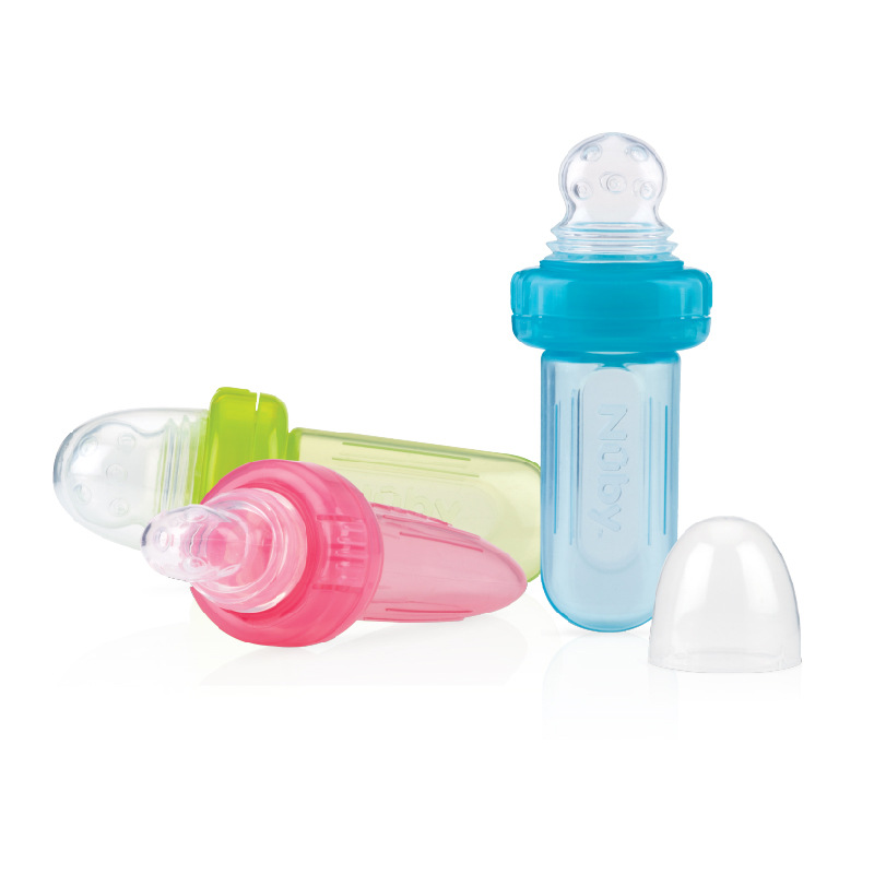 Nuby Nubi Baby Food Supplement Fruit and Vegetable Bite Bag Baby Eating Fruit Tableware Puree Feeding Spoon Silicone