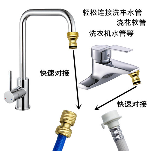 Basin connector, all-copper basin faucet connector, F22*M24 internal and external fine tooth pattern, car wash water gun basin connector