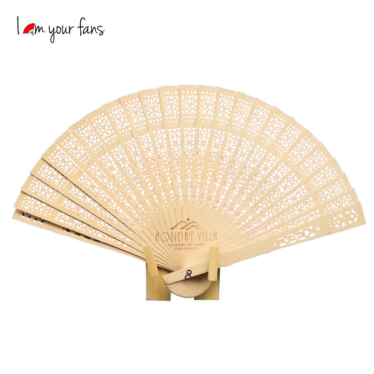 Ventilador de sándalo ventilador de madera transfronterizo soporte de la boda lote mezclado borde hueso talla