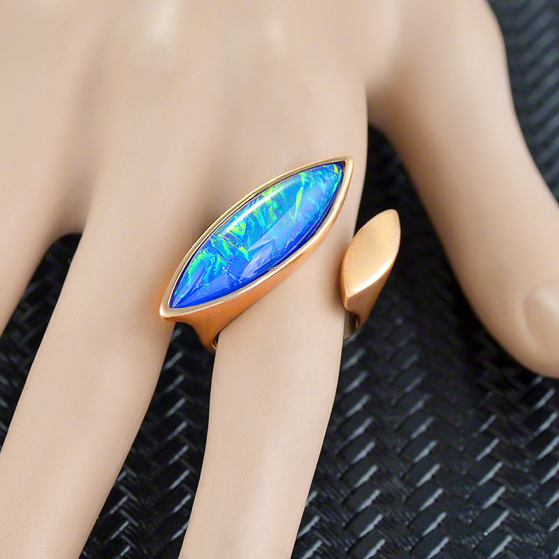 Juwelenring Damen Kupfer vergoldet gebürstet offener Ring verstellbarer Ring_voghion.com