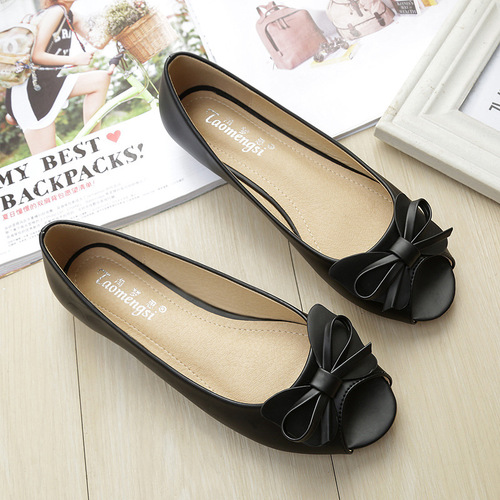 Sandals Women's 2024 Autumn New Style Fish Mouth Mom Shoes Gentle Bow Anti-Slip Soft Sole Shoes Large Size Women's Shoes