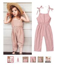 2023ING热销外贸款 女童粉色吊带连体裤 女童哈裤