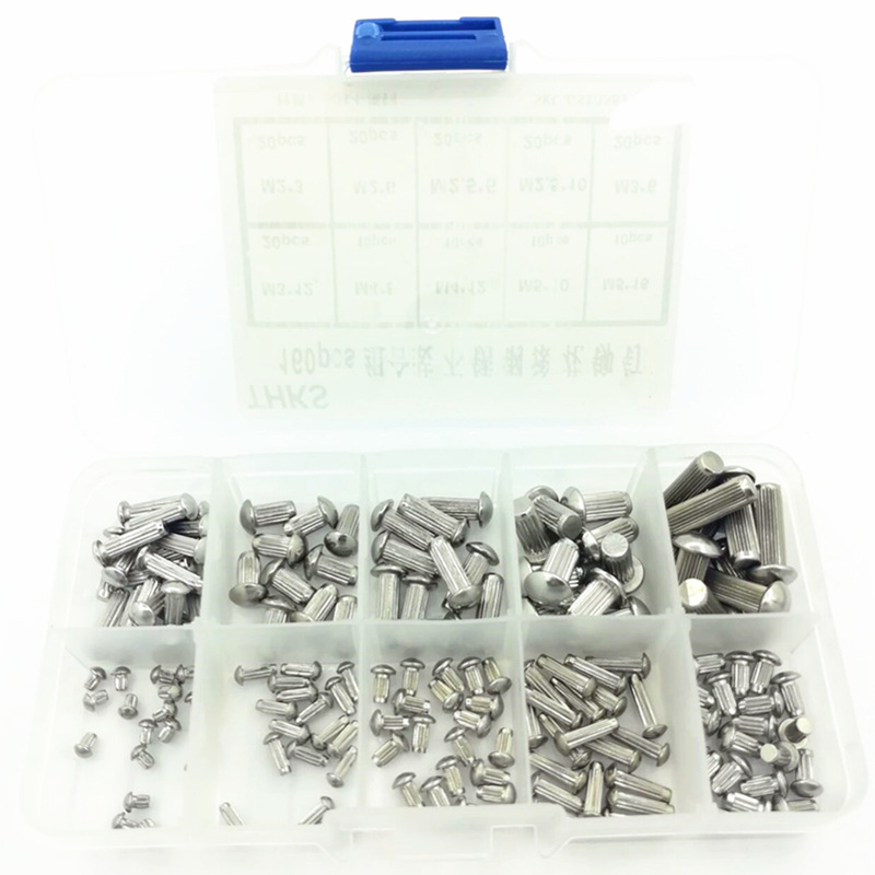 160pcs组合装304不锈钢滚花铆钉实心铆钉铁半圆标牌铆钉M2-M5系列
