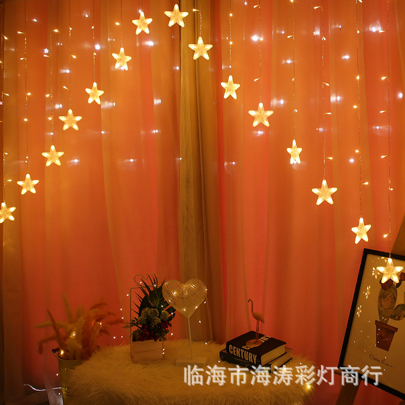 Nueva luz de color V invertida Cadena de luz LED cortina de luz de tira de hielo al aire libre impermeable patio cortina de luz de color luz de estrella cadena