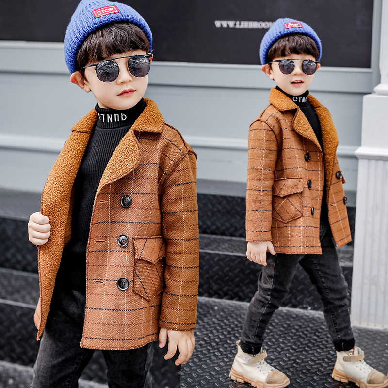 Baby clothing for kids with fleece coat for kids with tweed coat_voghion.com