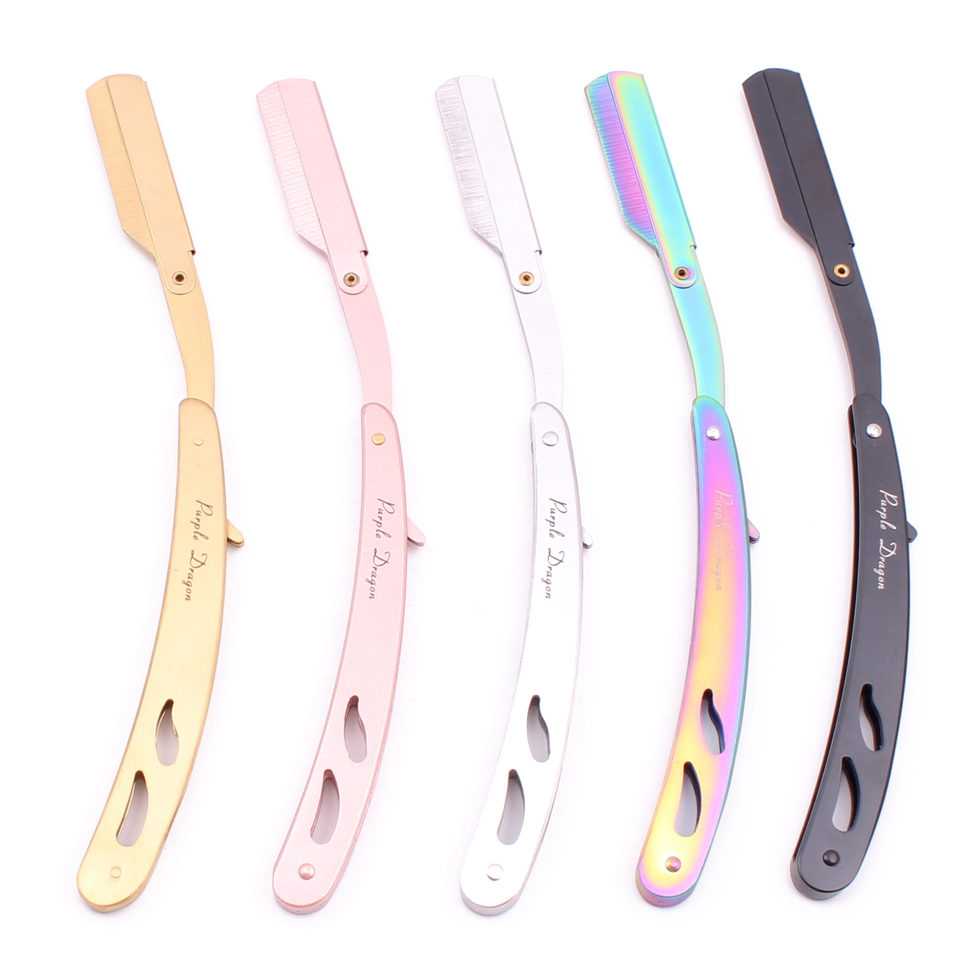 Soportes de maquinilla de afeitar manual Purple Dragon, acero inoxidable, modelo 74, de doble filo clásico, para hombres, ideal para raspar vello, depilar cejas y cortar cabello
