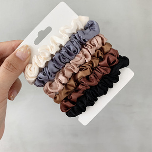 6 Pack Ins Elegant French Satin Hair Ring All-match Basic Imitation Silk Hair Cord Headline South Korea Hair Accessories Headwear