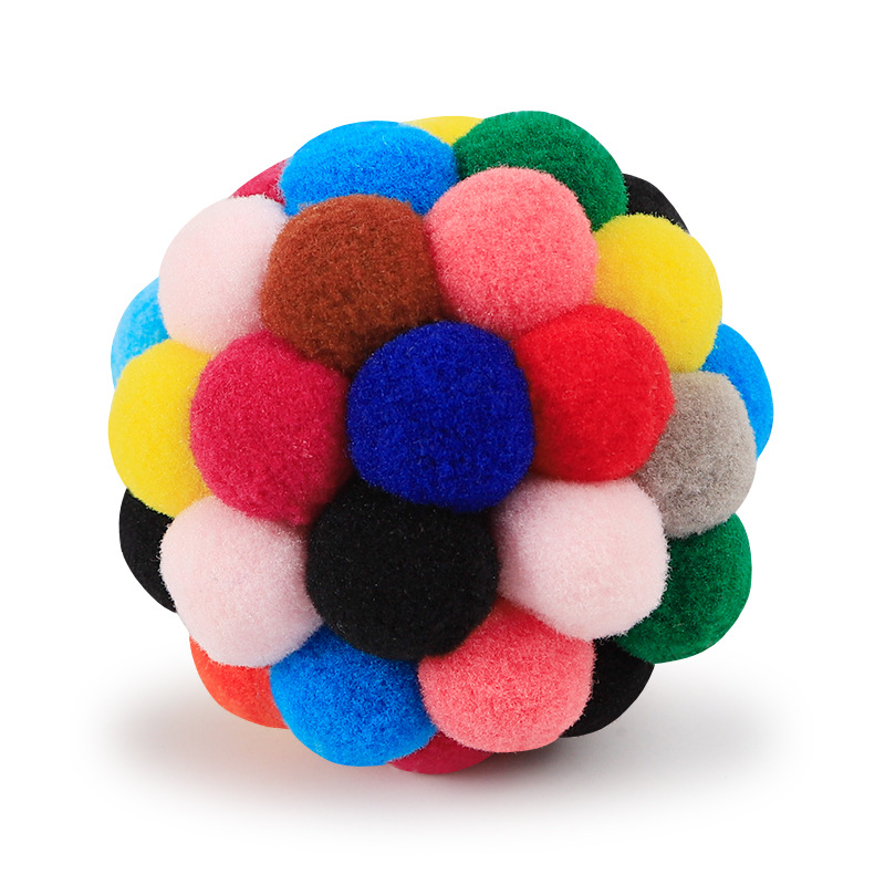 Bola de sonido de juguete para mascotas al por mayor de felpa colorida auto-Hola aliviar congestión molares resistentes a mordeduras Bola de juguete para perros suministros para gatos y perros