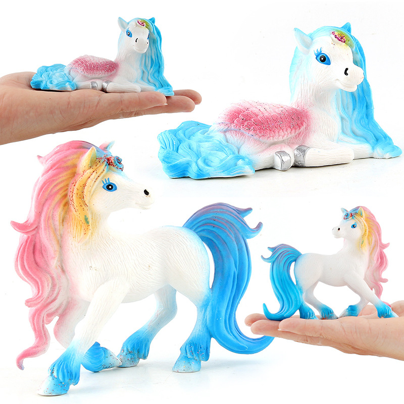 Simulación transfronteriza de mitología occidental monstruos animales modelo infantil unicornio arco iris caballo libélula adornos dragones voladores