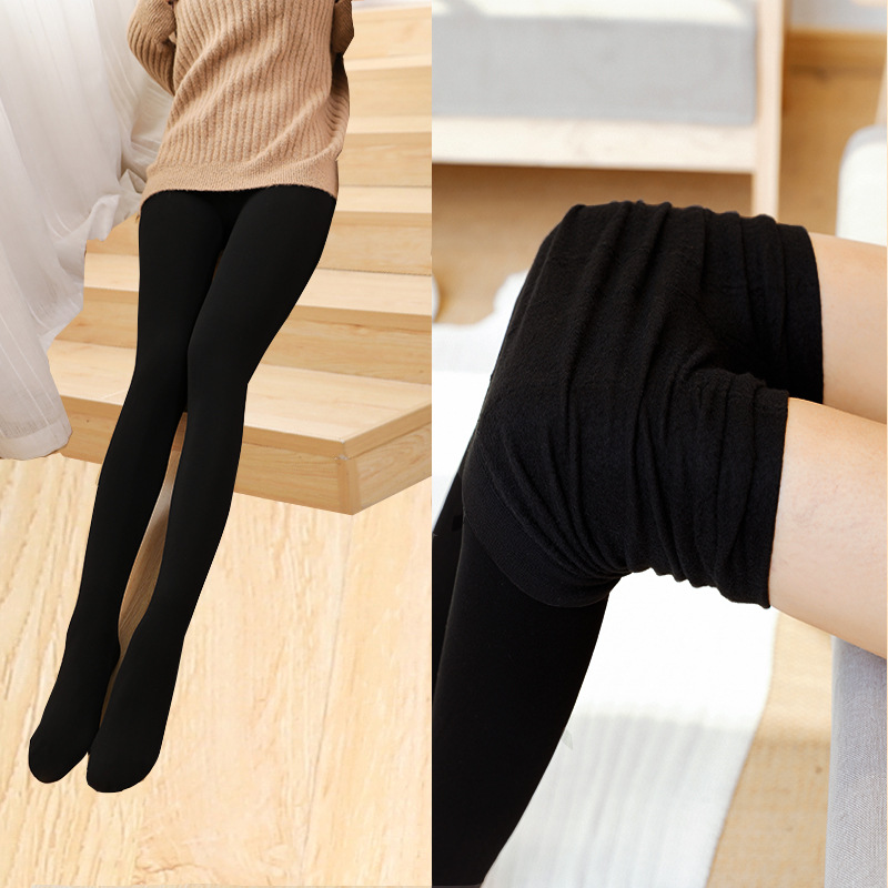 Medias de seda para mujer PRIMAVERA/otoño/invierno pantimedias forradas de vellón engrosadas de invierno terciopelo fino color carne negra polainas pantimedias de una sola pieza