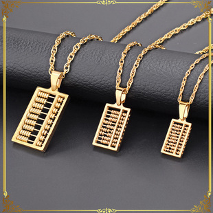 Cross-border wealth-making abacus titanium steel stainless steel abacus pendant can dial beads clavicle chain jewelry necklace wholesale