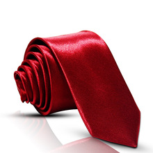 单色领带现货供应韩版纯色窄领带5cm外贸男士色丁手打领带