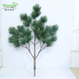 仿真松树枝单只假树枝绿化植物假树配件橱窗装饰绿植罗汉松叶
