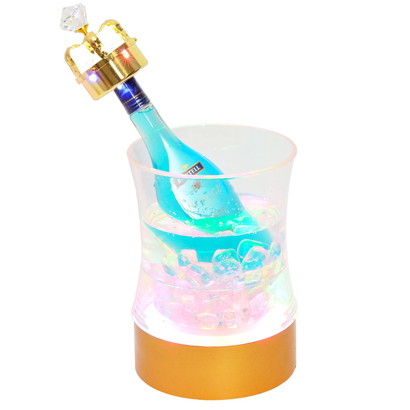 Zuoshang bar Luminoso cubo de hielo Cubo de champán LED luminoso de plástico colorido Cubo de cerveza KTV creativo bar suministros