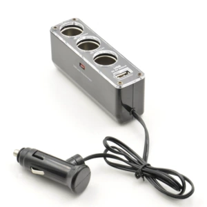 Black Cars One -Threse Sigarette Lighter Socket 12 В с USB -точкой.