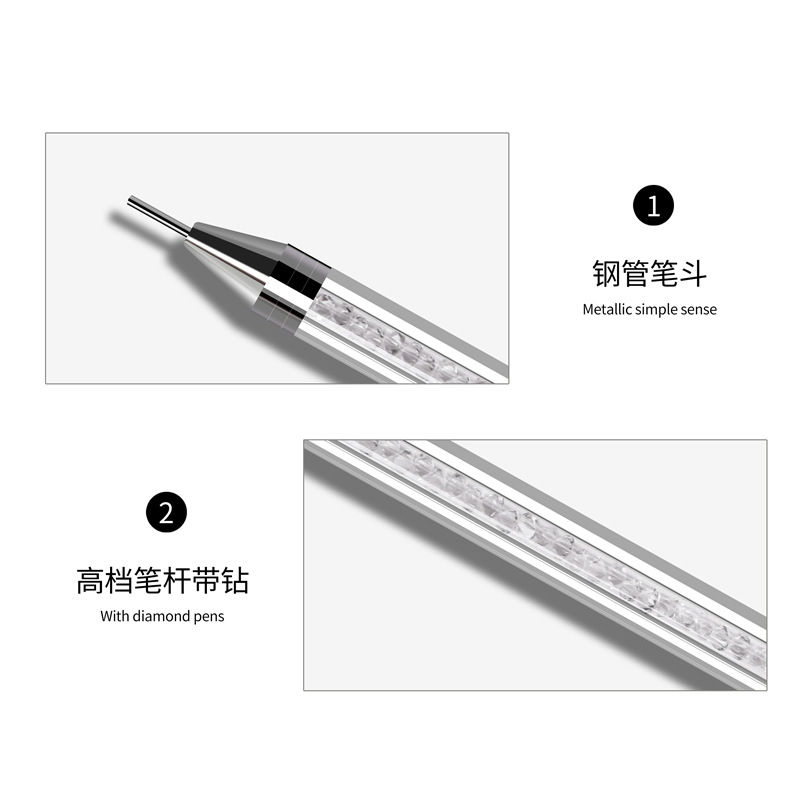 Cross-border especial de alta gama accesorios de uñas rhinestone Punto de doble cabeza taladro crayón con agujeros punto taladro herramienta cabeza de cera punto taladro pluma