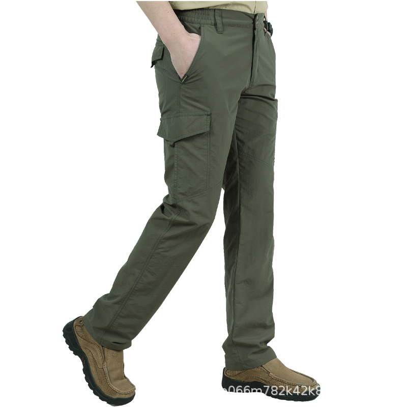 2021 nuevos pantalones de secado rápido al aire libre para hombres delgados más tamaño overoles multibolsillos sueltos pantalones casuales para hombres