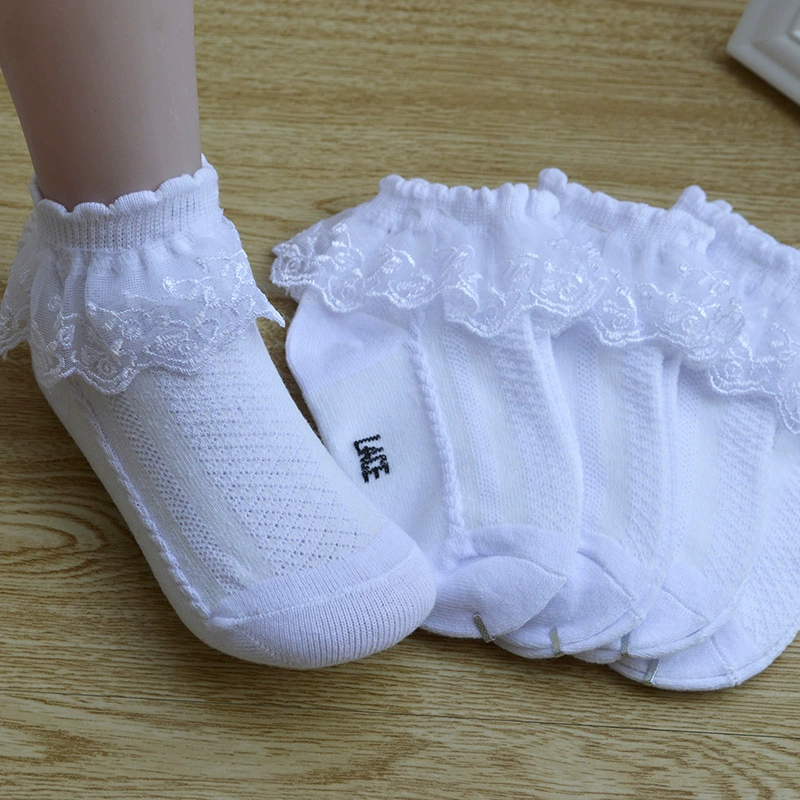 Children's thin summer Japanese lace white socks