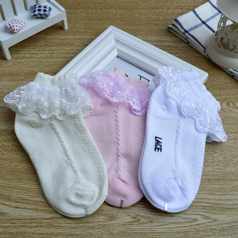 Children's thin summer Japanese lace white socks