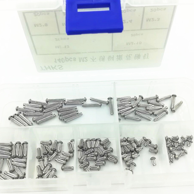 跨境专供140pcs/盒304不锈钢滚花实心铆钉铁半圆标牌铆钉 M2系列