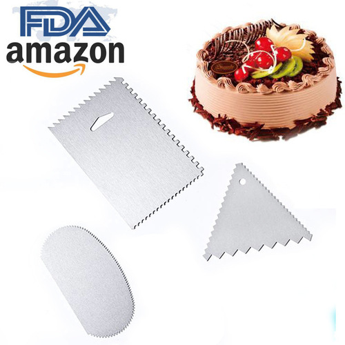 Baking tools stainless steel polygonal serrated scraper DIY cake cream spatula 6-piece set