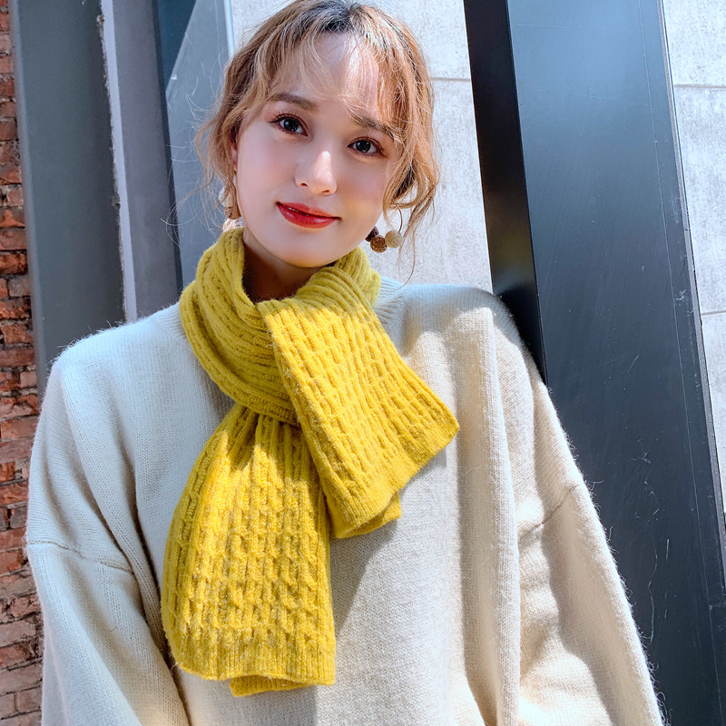 Corea del Sur dongdaemun popular bufanda de lana de punto de color sólido 2019 nuevo otoño e invierno monocromo padre-hijo giro pequeña bufanda