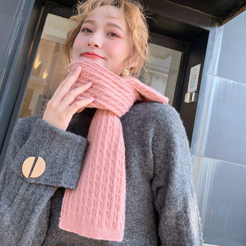 Corea del Sur dongdaemun popular bufanda de lana de punto de color sólido 2019 nuevo otoño e invierno monocromo padre-hijo giro pequeña bufanda