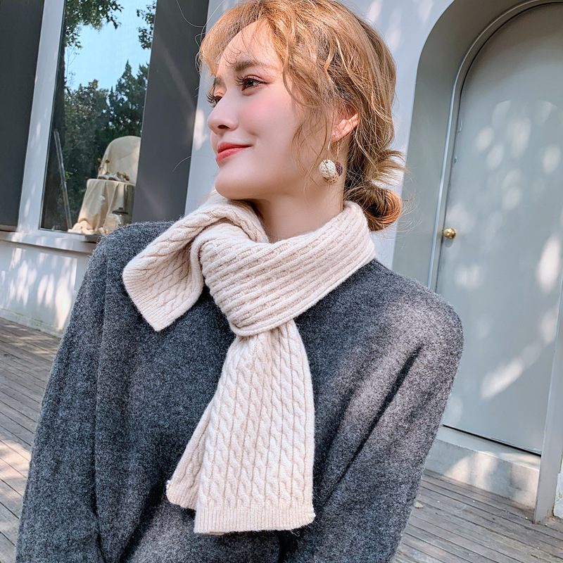 Corea del Sur dongdaemun popular bufanda de lana de punto de color sólido 2019 nuevo otoño e invierno monocromo padre-hijo giro pequeña bufanda