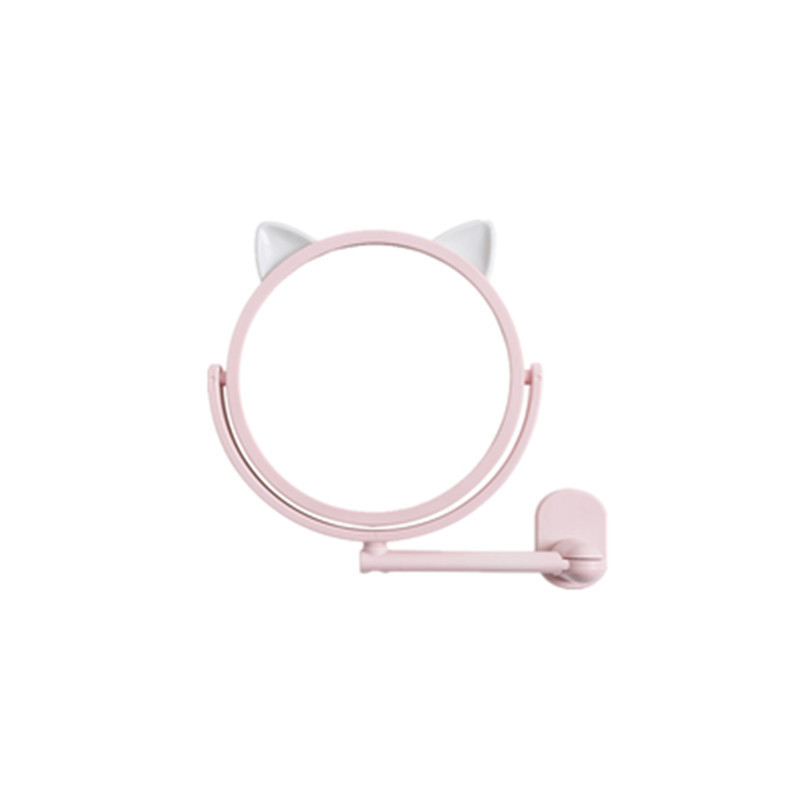 Espejo de tocador de alta definición para baño, espejo de maquillaje con diseño de orejas de gato de dibujos animados, espejo giratorio de pared.