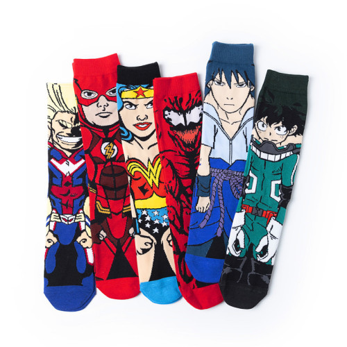 Manufacturer sports men's cotton unisex women's straight anime socks wholesale cross-border trendy socks foreign trade mid-tube movie hero socks