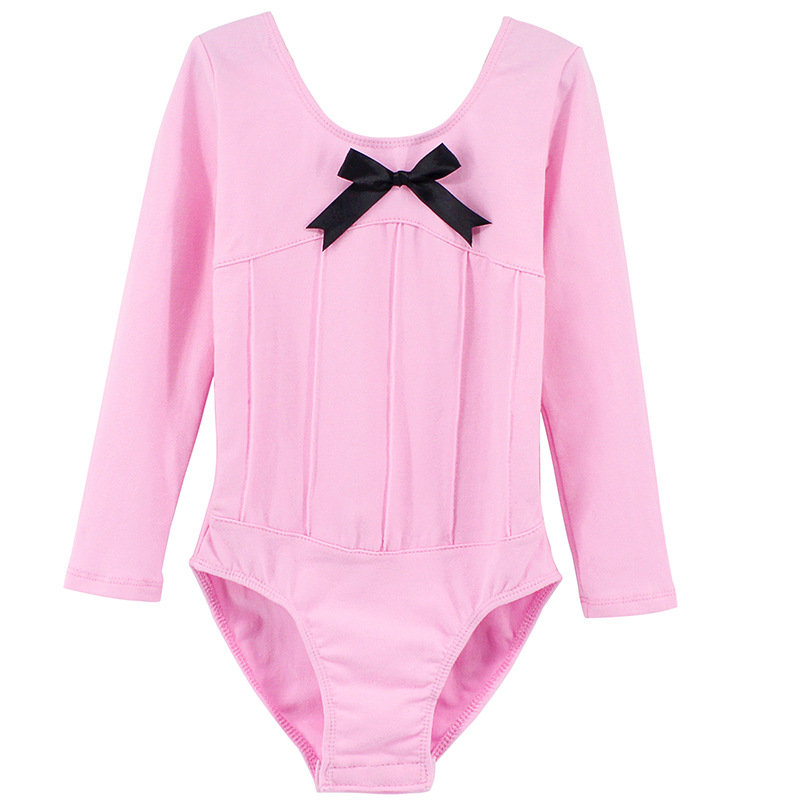 Ropa de baile Ropa de práctica para niños y niñas Ropa de actuación con lazo de manga larga de primavera y otoño Ropa de actuación Ropa de gimnasia corporal para niños