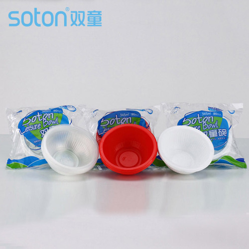 Double thickened red bowl festive wedding banquet picnic tableware porridge bowl round transparent plastic bowl PP plastic disposable small bowl