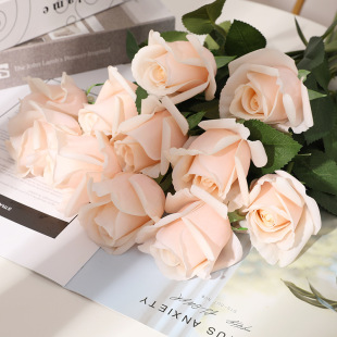 Simulated rose single hand feeling moisturizing rose fake flower home wedding bride holding bouquet wedding decoration