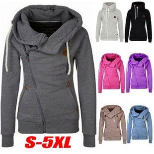 Amazon wish explosions 2025 European and American women's top European and American sports cardigan side zipper hooded sweater coat