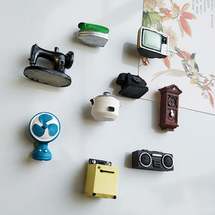 Chinese creative refrigerator sticker sewing machine magnet washing machine retro home TV refrigerator sticker magnetic sticker resin