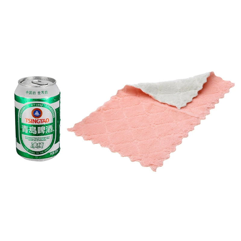 Poly -colored double -sided water absorption cloth diamond -shaped dishwasted wet and wet home washing dishes cleaning towels