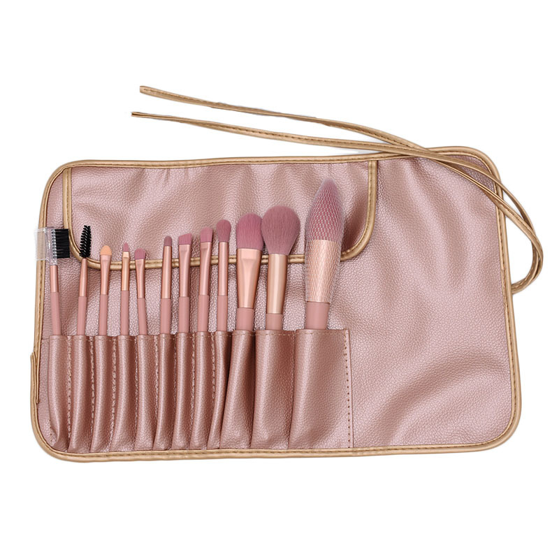 7 Unids 12 Unids nude Pink maquillaje cepillo conjunto suave principiante cepillo suelto rubor cepillo de sombra de ojos herramientas de belleza