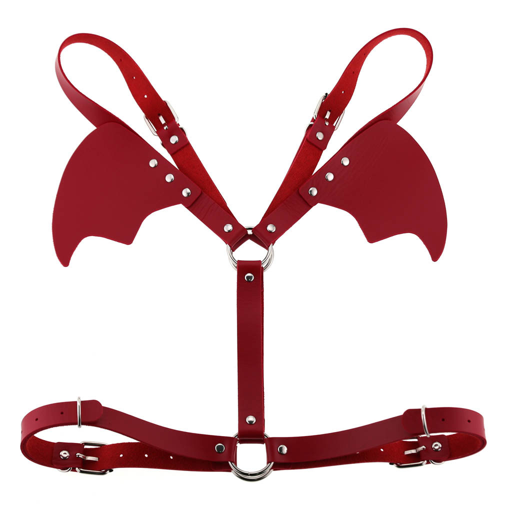 Leather Sexy Angel Bat Dragon Wings Strap
