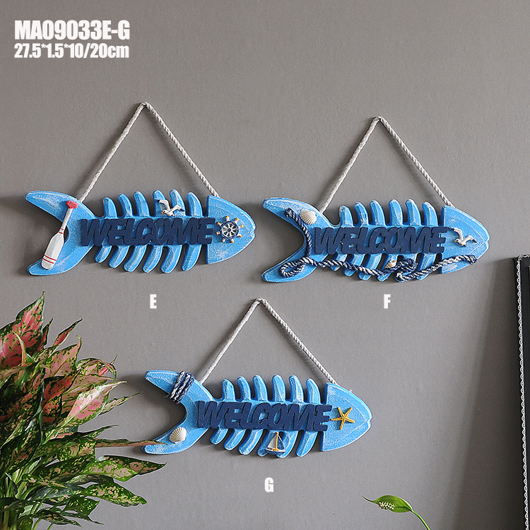 Fishbone bienvenida listado Mediterráneo decoración del hogar colgante de pared de madera creativa tablero colgante-myrion