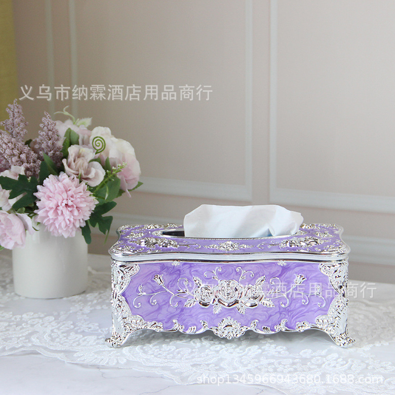 Caja de pañuelos de estilo europeo sala de estar tejido creativo nórdico ins caja de pañuelos de hogar KTV mesa de café simple comida Linda