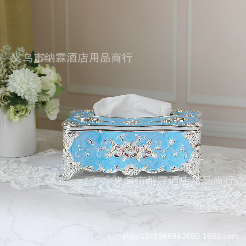 Caja de pañuelos de estilo europeo sala de estar tejido creativo nórdico ins caja de pañuelos de hogar KTV mesa de café simple comida Linda