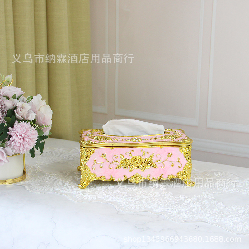 Caja de pañuelos de estilo europeo sala de estar tejido creativo nórdico ins caja de pañuelos de hogar KTV mesa de café simple comida Linda